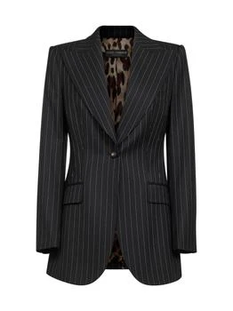 Dolce & Gabbana | DOLCE & GABBANA | Black pinstriped stretch wool single-breasted jacket | Women | 42