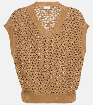 Brunello Cucinelli | Open-knit cotton, linen and silk top
