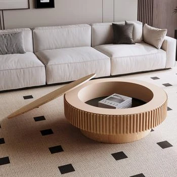Streamdale Round Wood Coffee Table with Storage