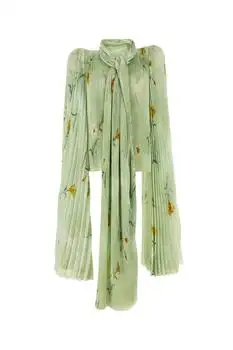 Balenciaga | Balenciaga Floral Printed Pleated Blouse Top