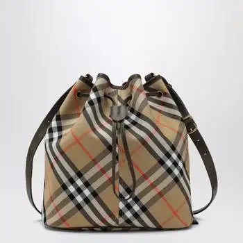 Burberry | Medium beige bucket bag with Check pattern