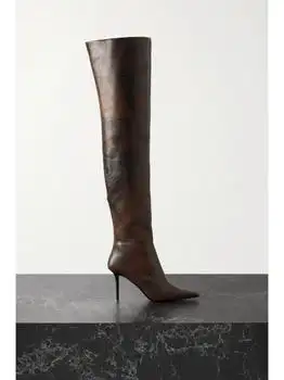 Jimmy Choo | + Jean Paul Gaultier 90 Printed Leather Over-the-knee Boots - Dark brown - IT36