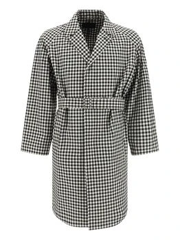 Prada | Prada Check Pattern Belted Coat