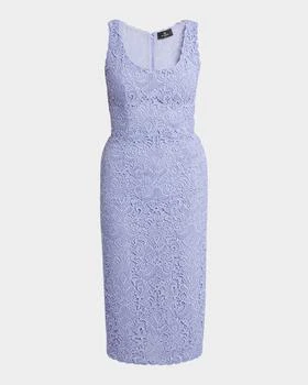 ETRO | Lace Square-Neck Sheath Midi Dress
