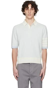 Thom Browne | Blue 
Off-White Textured Striped Stitch 4-Bar Relaxed Polo
