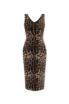 Dolce & Gabbana | Dolce & Gabbana Leopard Printed Sleeveless Midi Dress