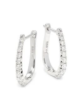Effy | 14K White Gold 
0.49 TCW Diamond Huggie Earrings