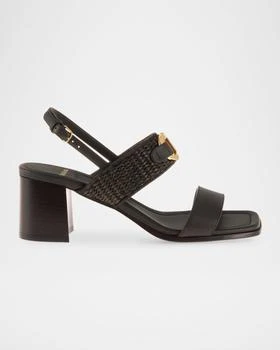 Salvatore Ferragamo | Lou Gancini Bit Raffia Leather Sandals