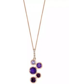 Macy's | Multi-Gemstone (2-1/8 ct. t.w.) & Diamond (1/20 ct. t.w.) Bezel 18" Pendant Necklace in 14k Rose Gold