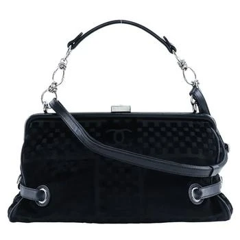 Chanel | Vintage Cc Side Belted Bowler Bag Check Embossed Velvet Velvet Shoulder Bag Bag (Pre-Owned)