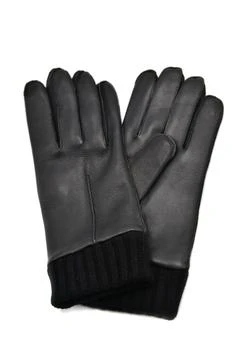 Mario Portolano Mario Portolano Leather-Cashmere Thick Gloves in Black