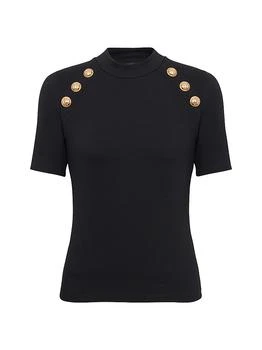 Balmain | Logo Button Raglan Stretch T-Shirt
