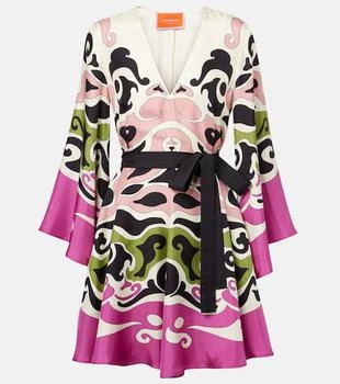 Magnifico printed silk twill minidress
