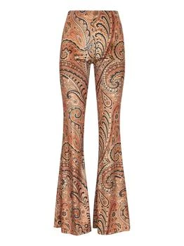 ETRO | ETRO | Orange Paisley print stretch chenille flared trousers | Women | 40