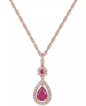 Macy
s | Ruby (1-1/4 ct. t.w.) and Diamond (1/3 ct. t.w.) Pendant Necklace in 14k Rose Gold (Also Available In Tanzanite)