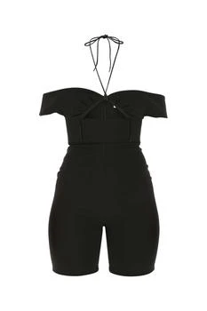 Yves Saint Laurent | Saint Laurent Halterneck Cut-Out Off-Shoulder Playsuit