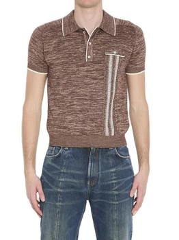 Versace | Versace Mouliné Jacquard Knit Polo Shirt