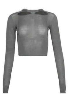Rick Owens | Rick Owens Concordians Slashed Long Sleeve Cropped Jumper
