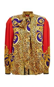 Versace | Versace Balloon-Sleeve Silk-Crepe Satin Blouse - Moda Operandi