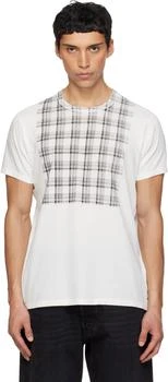 MAISON MARGIELA | White Check Panel Cotton T-shirt