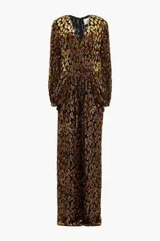 Valentino | Leopard-print metallic fil coupé silk jumpsuit