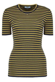 Prada | Prada Striped Crewneck Ribbed T-Shirt
