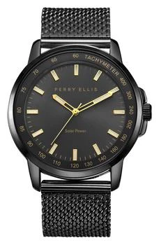 undefined Solar Powered 3-Hand Quartz Mesh Strap Watch, 41mm