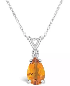 Macy's | Citrine (1 ct. t.w.) and Diamond Accent Pendant Necklace in 14K Yellow Gold or 14k White Gold