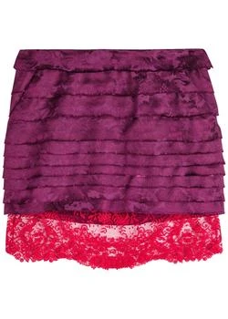 Yves Saint Laurent | Tiered floral-jacquard woven mini skirt