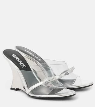 Versace | Gianni Ribbon 95 PVC wedge mules