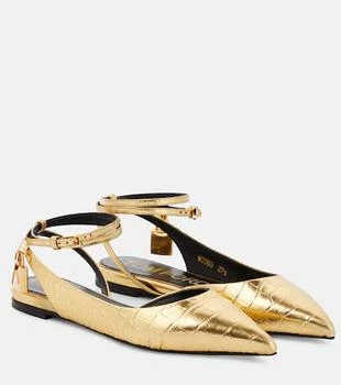 Tom Ford | Padlock croc-effect ballet flats