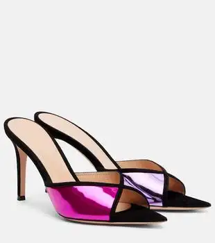 Gianvito Rossi | Confetti suede-trimmed metallic leather mules