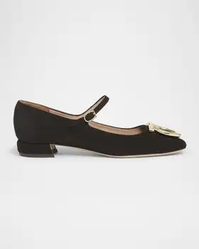 Salvatore Ferragamo | Marry Suede Gancini Ballerina Flats