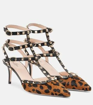 Valentino | Rockstud leopard-print calf-hair sandals