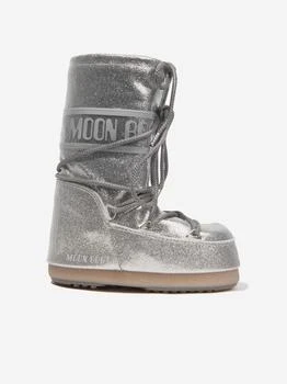 Moon Boot Moon Boot Kids Icon Glitter Snow Boots in Silver