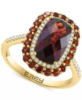 Effy | EFFY® Garnet (4-1/3 ct. t.w.) & Diamond (1/5 ct. t.w.) Halo Ring in 14k Gold