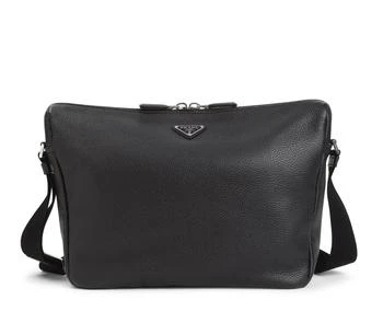 Prada Logo Plaque Zipped Shoulder Bag