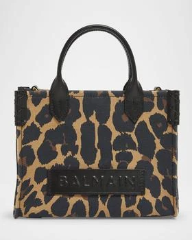 Balmain | B-Army Small Shopper Shoulder Bag in Leopard-Print Canvas
