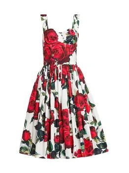 Dolce & Gabbana | Roses Cotton Fit & Flare Dress