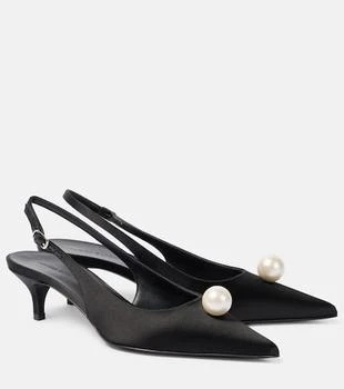 Magda Butrym | Embellished satin slingback pumps