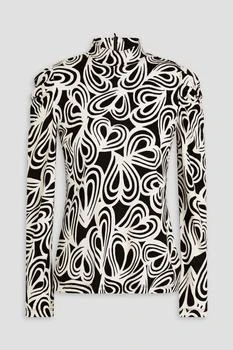 Diane von Furstenberg Doha ruched printed Lyocell and wool-blend jersey turtleneck top