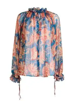 ETRO | Etro Floral Printed Ruffled-Trim Blouse