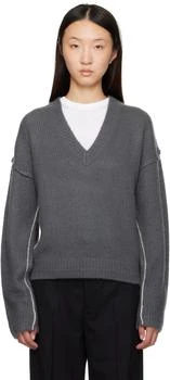 Gray Air Spun Cape V-Neck Sweater