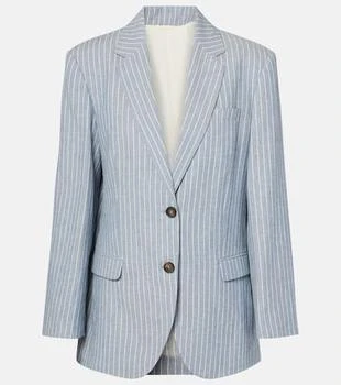 Brunello Cucinelli | Pinstripe linen, cotton, and hemp blazer