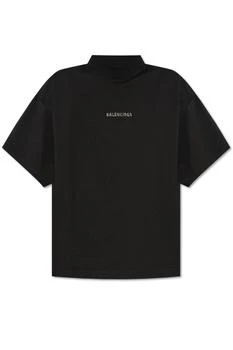 Balenciaga | Balenciaga Logo Embellished Mockneck T-Shirt