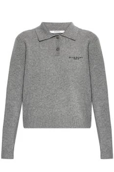 Givenchy | Givenchy Logo Intarsia Long-Sleeve Knit Polo Shirt