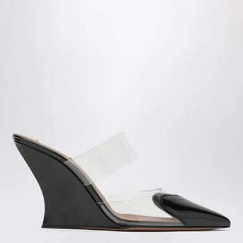 Alaïa Black patent leather Le Coeur wedge mules