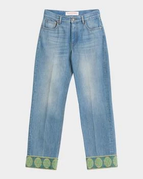 Valentino | Embroidered Cuff Denim Pants