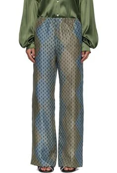 Dries Van Noten | Blue 
Gray Elasticated Trousers