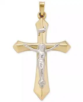 Macy's | Two-Tone Crucifix Pendant in 14k Gold and White Gold
